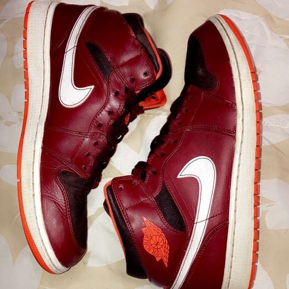 Jordan 1 mid electric team orange deep burgundy - Picture 3 of 7